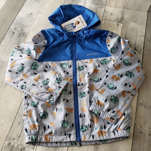 NWT - Eddie Bauer Kids' Jacket StormRepel water-resistant Camping Theme - Size 7 - Picture 1 of 6